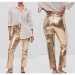 Gap NWT Vintage Slim High Rise Metallic Gold Pants Size 26/2P